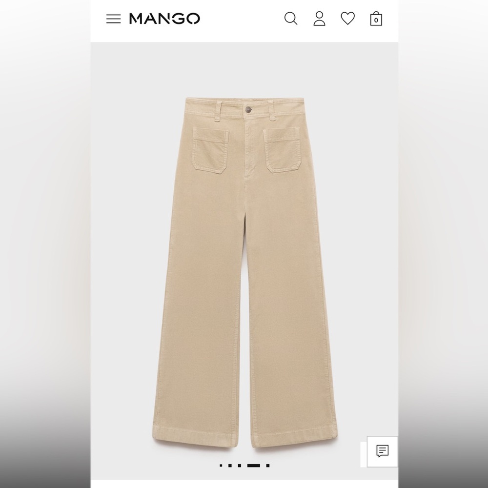 Mango - Corduroy Tan Wide-Leg Pants
